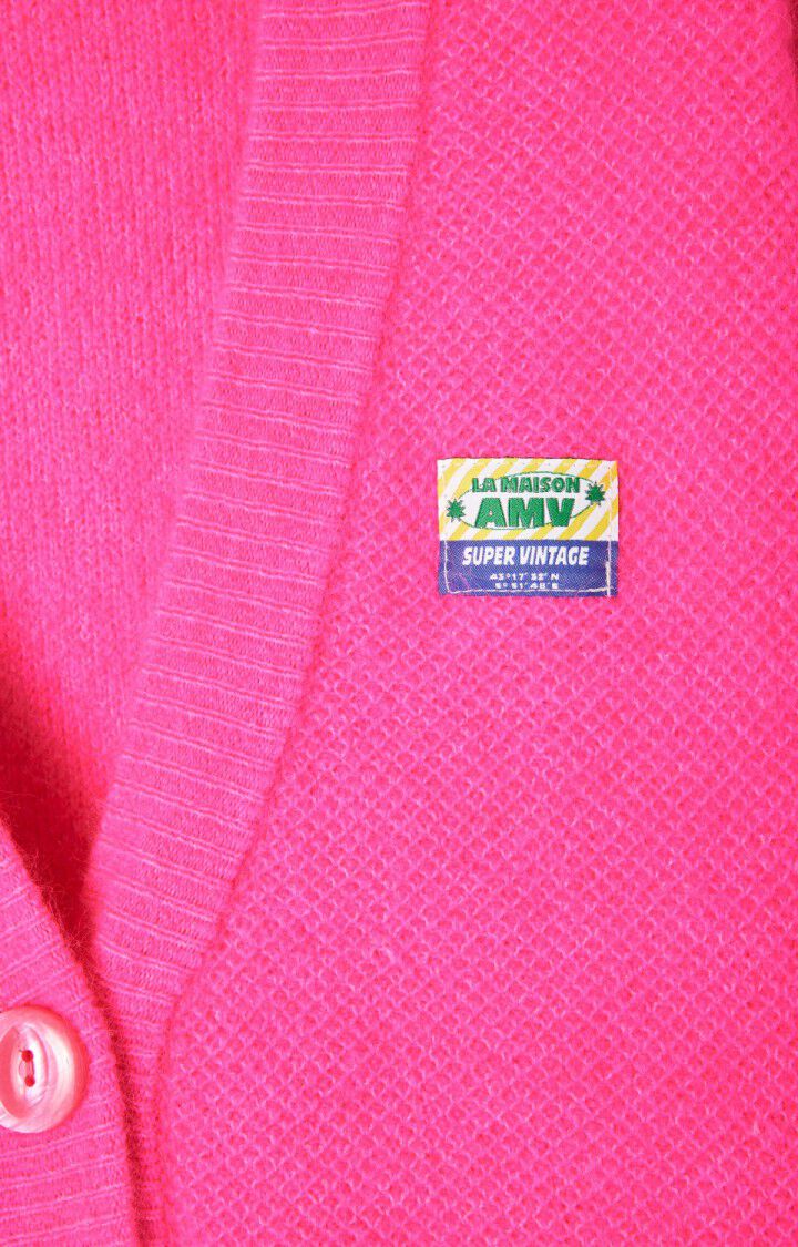 Women's cardigan Vitow - NEON PINK MELANGE 50 Long sleeve Pink - E24