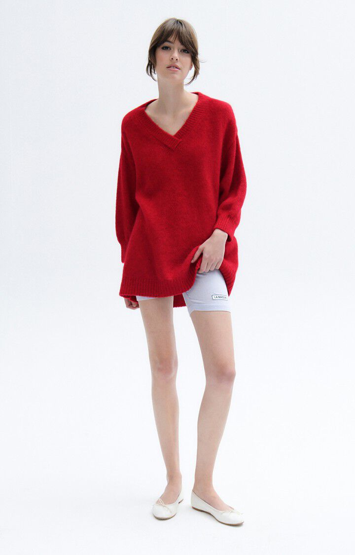 Jersey rojo, Top elegante mujer con mangas largas, Jersey tejido a mano,  jersey invierno/primavera, jersey rojo mujer -  España