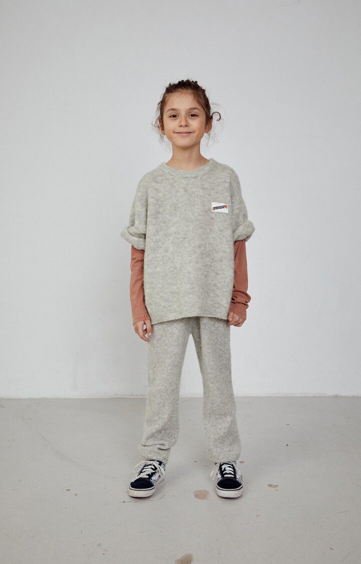 Kinder-Pullover Vitow - American Ärmel Kurze - E23 Vintage MELIERT Grau 17 | HELLGRAU