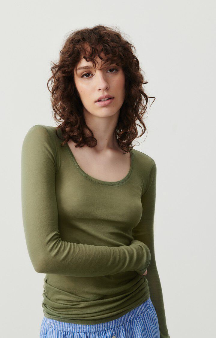 Women's t-shirt Massachusetts - VINTAGE SAGE 77 Long sleeve Green - E24 |  American Vintage