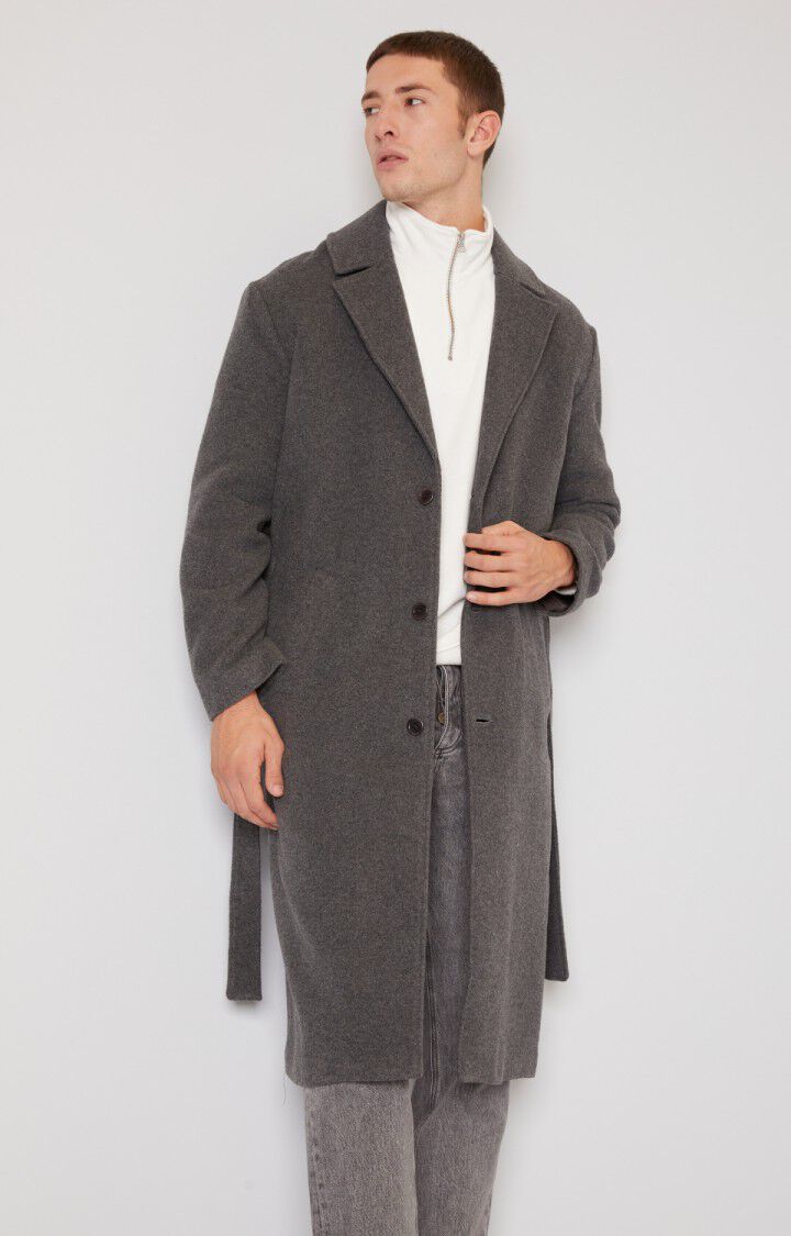manteau gris homme long