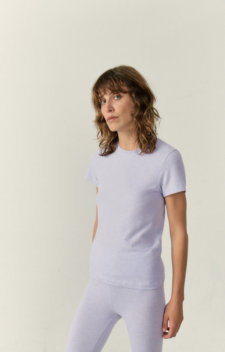 Damen-T-Shirt Kurze American Lila - E23 - 16 | Vintage LAVENDEL Ärmel MELIERT Ypawood