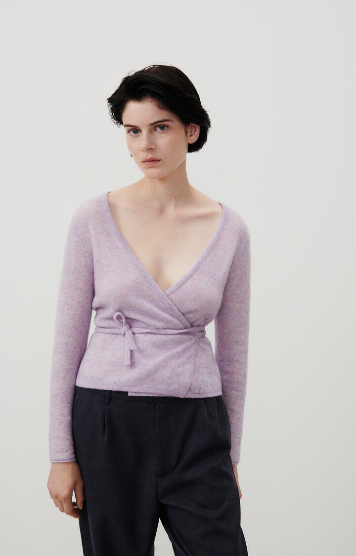 Women's cardigan Xinow - MELANGE GLYCINE 42 Long sleeve Violet 