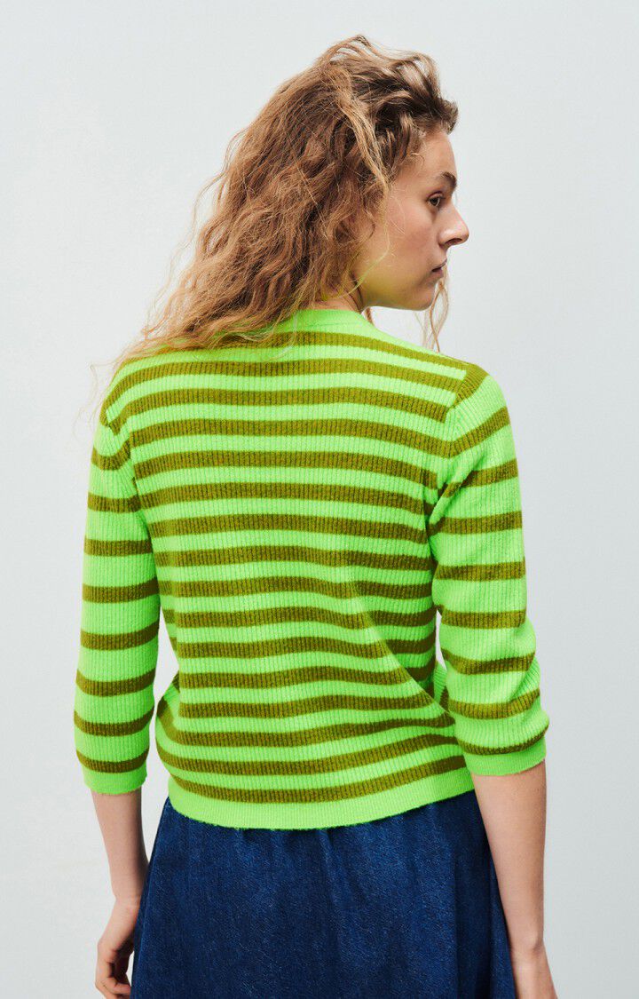 Pull femme Raxow, VERT FLUO RAYE CAMELEON CHINE, hi-res-model