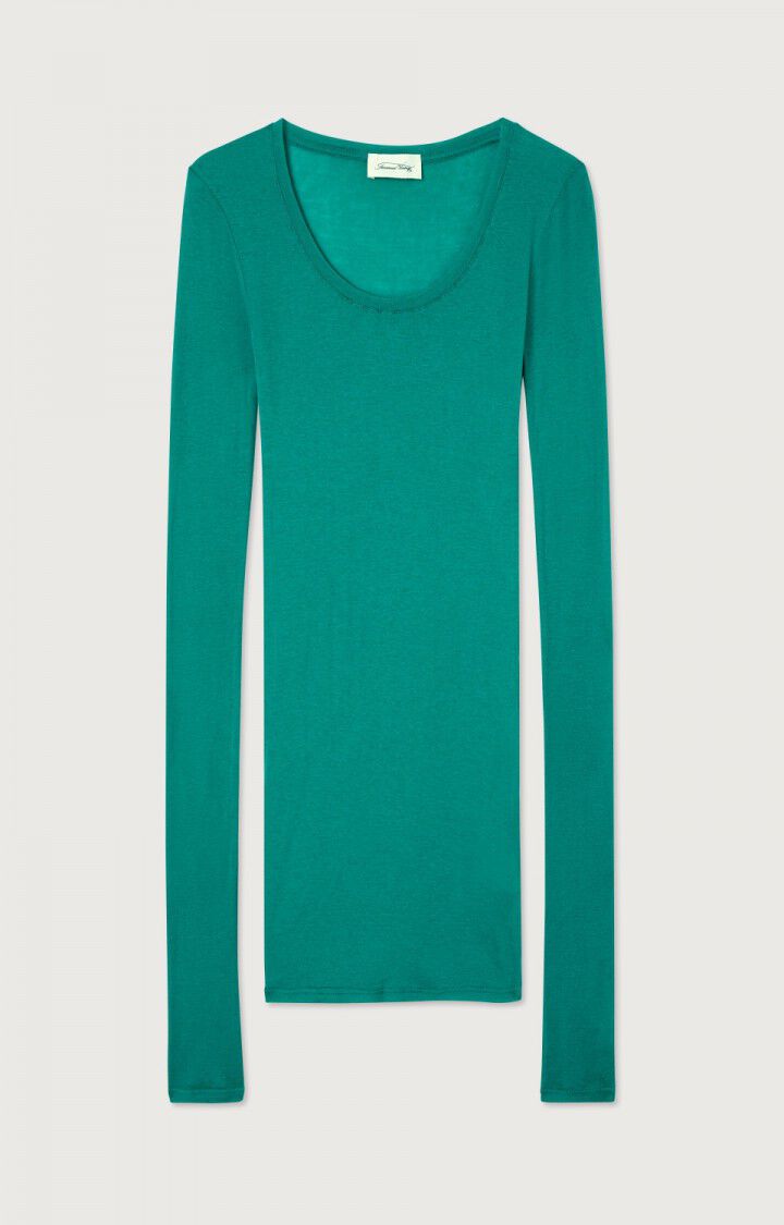Women's t-shirt Massachusetts - PEACOCK VINTAGE 77 Long sleeve Green - H24  | American Vintage